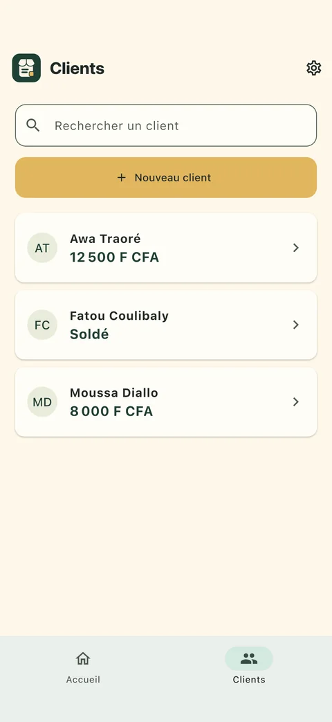 Liste et recherche des clients