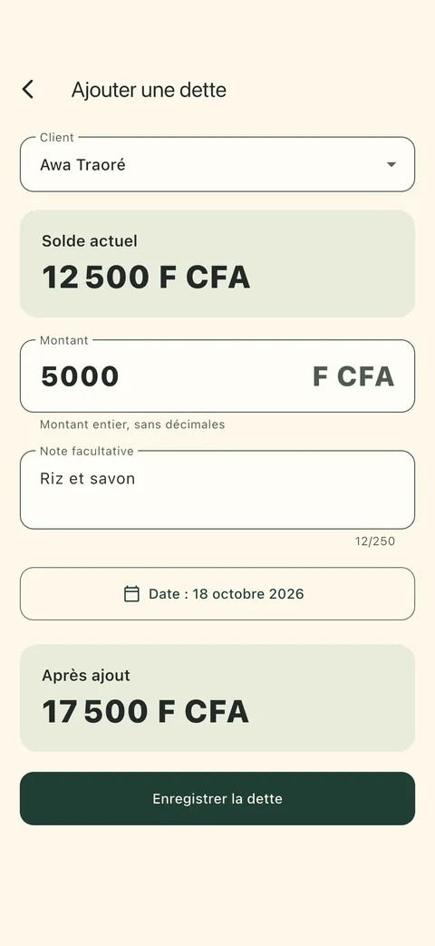 Ajouter une dette