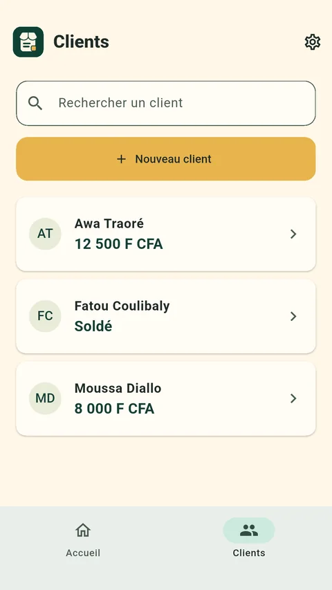 Liste et recherche des clients