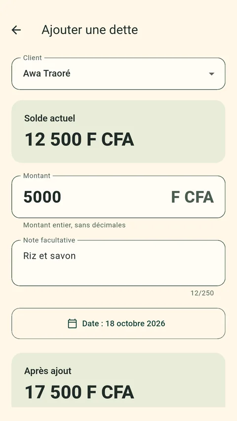 Ajouter une dette