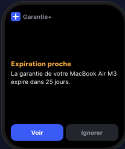 Alerte d’expiration sur Apple Watch